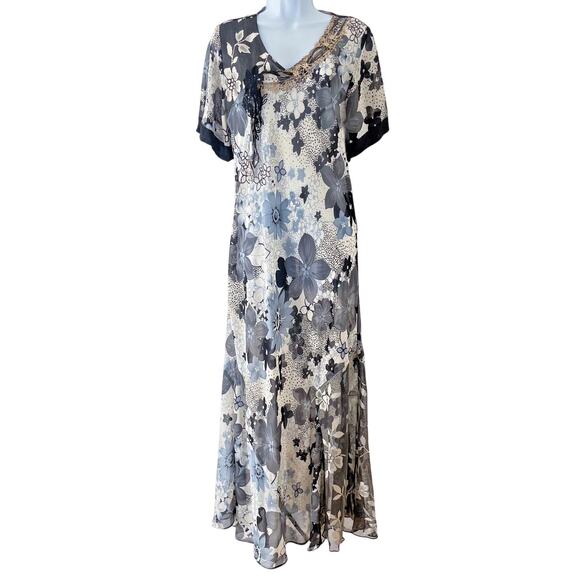 Spencer Alexis Floral Maxi Dress Y2K Fairy Grunge Sheer Lace Boho Maximalist 8 - Picture 1 of 10